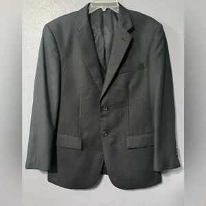 Pronto Uomo Blazer Sport Coat Mens 40s Short Black/Charcoal 80% Wool Travel EUC